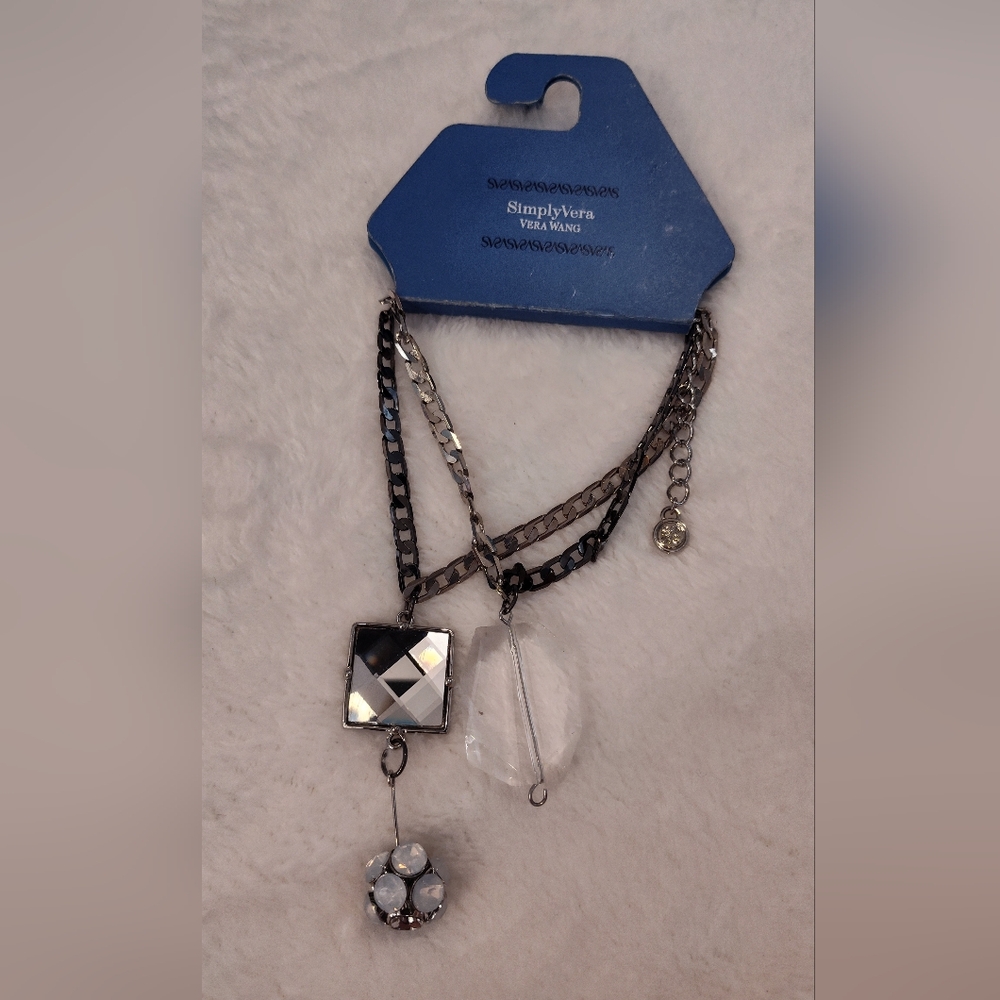 Simply Vera Vera Wang Silver and Black Multi-Charm Necklace